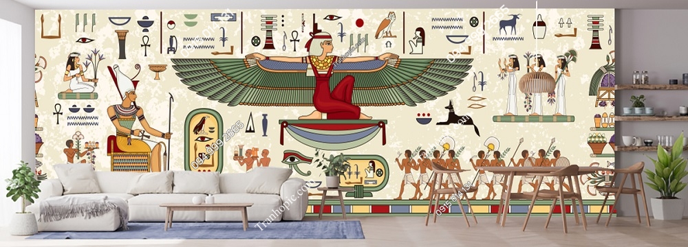 Tranh dán tường họa tiết Ai Cập cổ đại khổ dài 1220100473