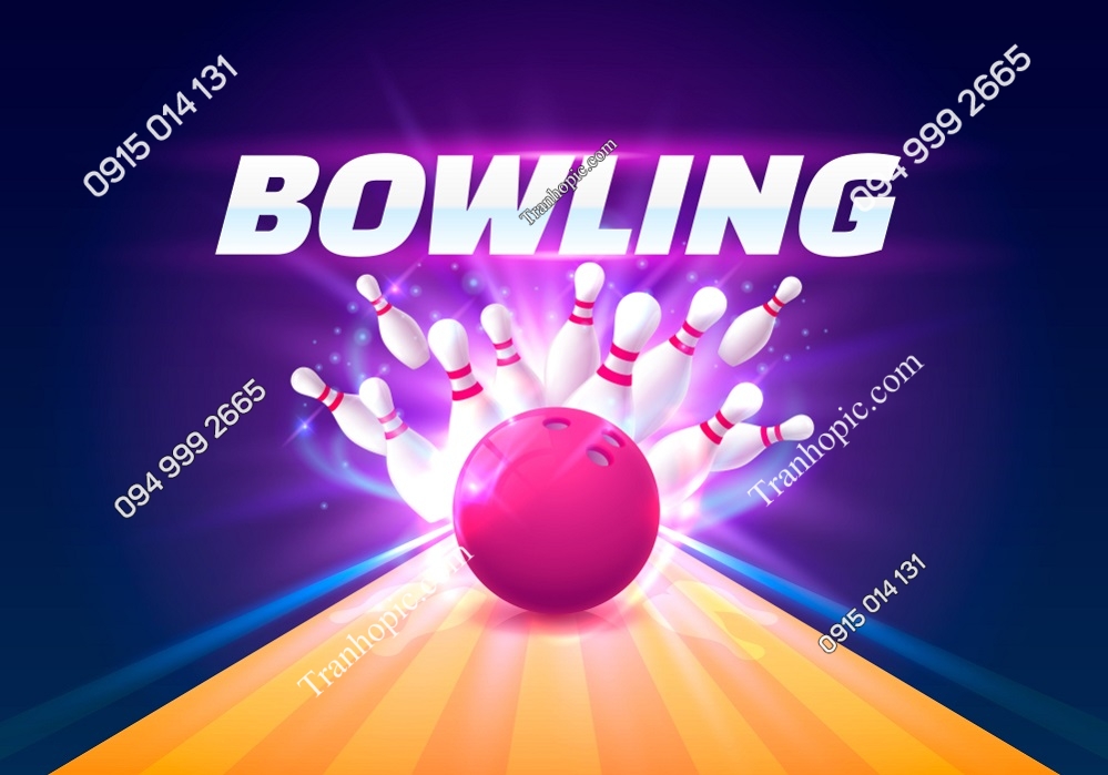 Tranh dán tường 3D hình quả bóng quán bowling đẹp 1329036795
