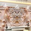 Tranh dán tường chim công và hoa dạng phù điêu 3D 18463760