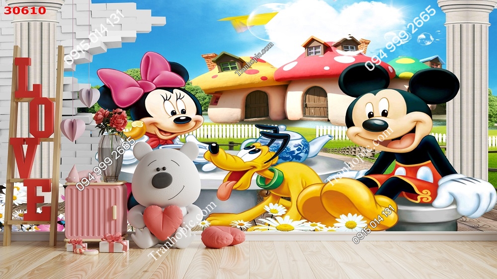 Tranh dán tường Chuột Mickey và chó Goofy 30629
