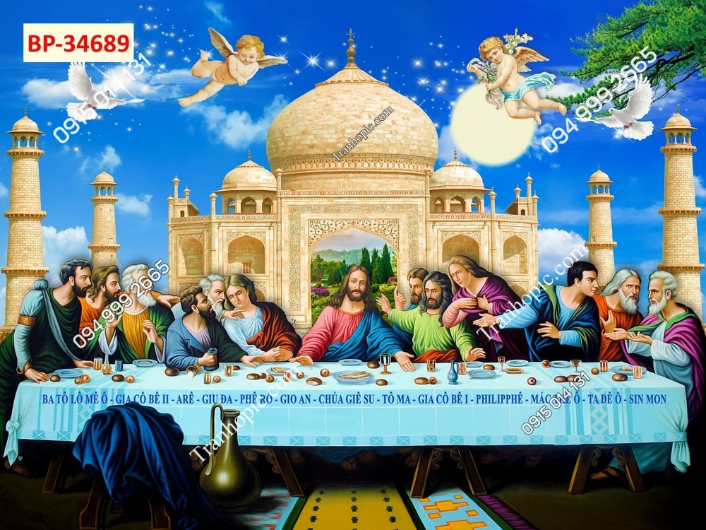 Tranh dán tường bữa tiệc của Chúa Giê Su ghép 3D 34689