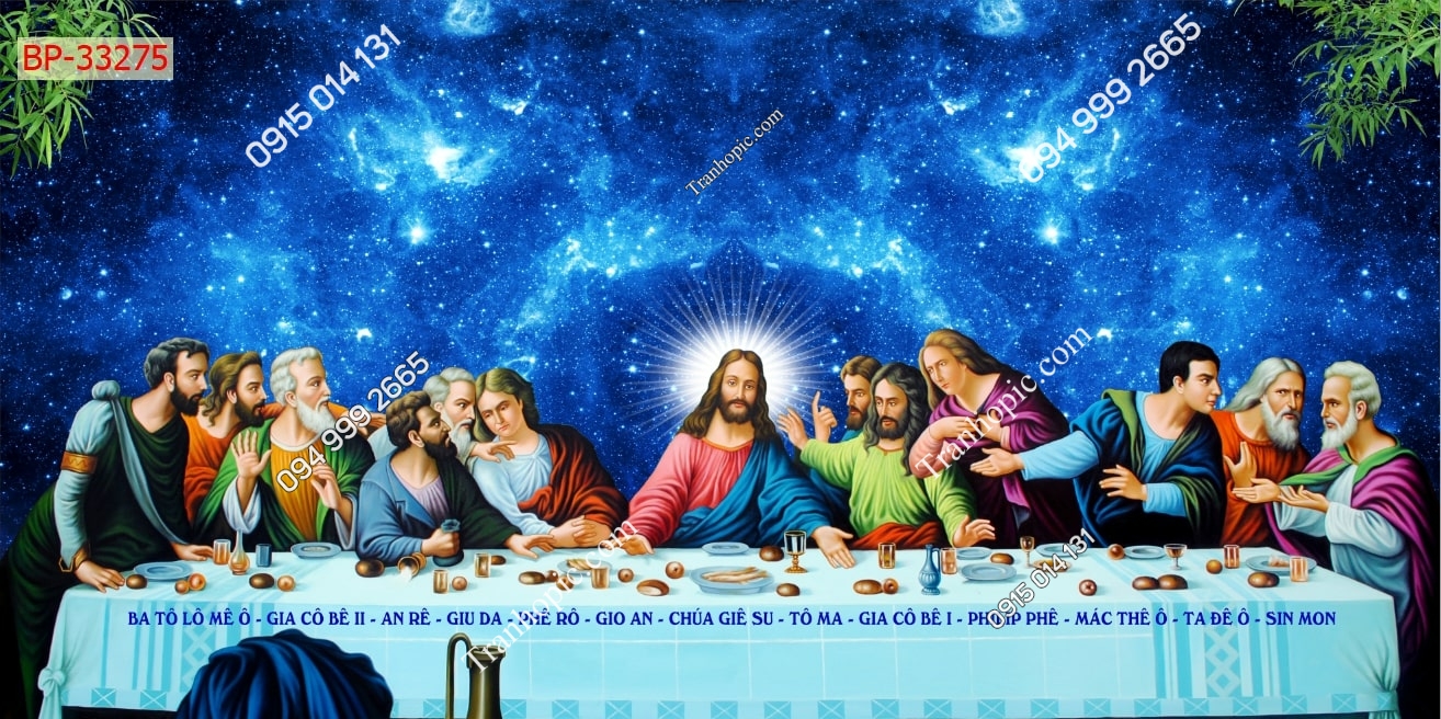 Tranh dán tường bữa tiệc của Chúa Giê Su nền trời sao 33275