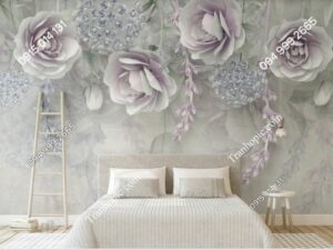 Tranh dán tường hoa 3D nhẹ nhàng cho phòng ngủ 19199764