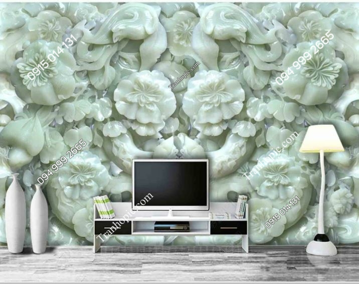 Tranh dán tường hoa giả ngọc trắng dán phòng khách 5D19175985