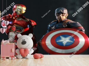 Tranh dán tường siêu anh hùng Ironman và Captain Mỹ 30782