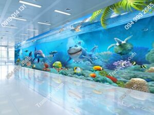 Tranh dán tường đại dương 3D khổ dài 3D17