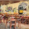 Tranh dán tường đường phố kiểu vẽ cho quán cafe OP_13711953