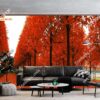 Tranh hàng cây lá đỏ 3D siêu đẹp 00530