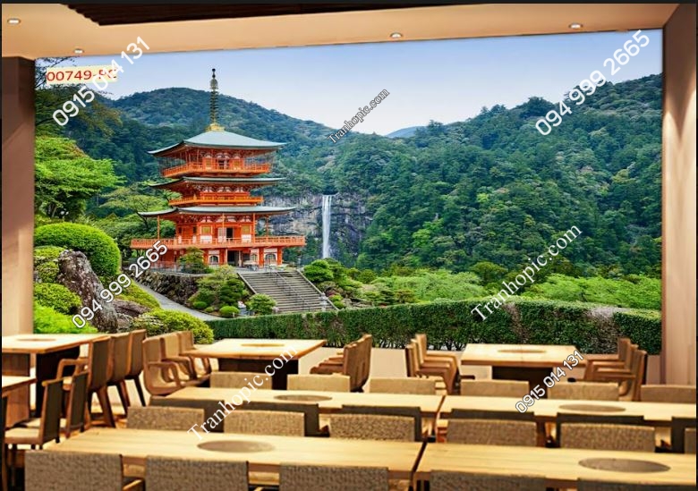 Tranh 3D phong cảnh Nhật Bản dán nhà hàng