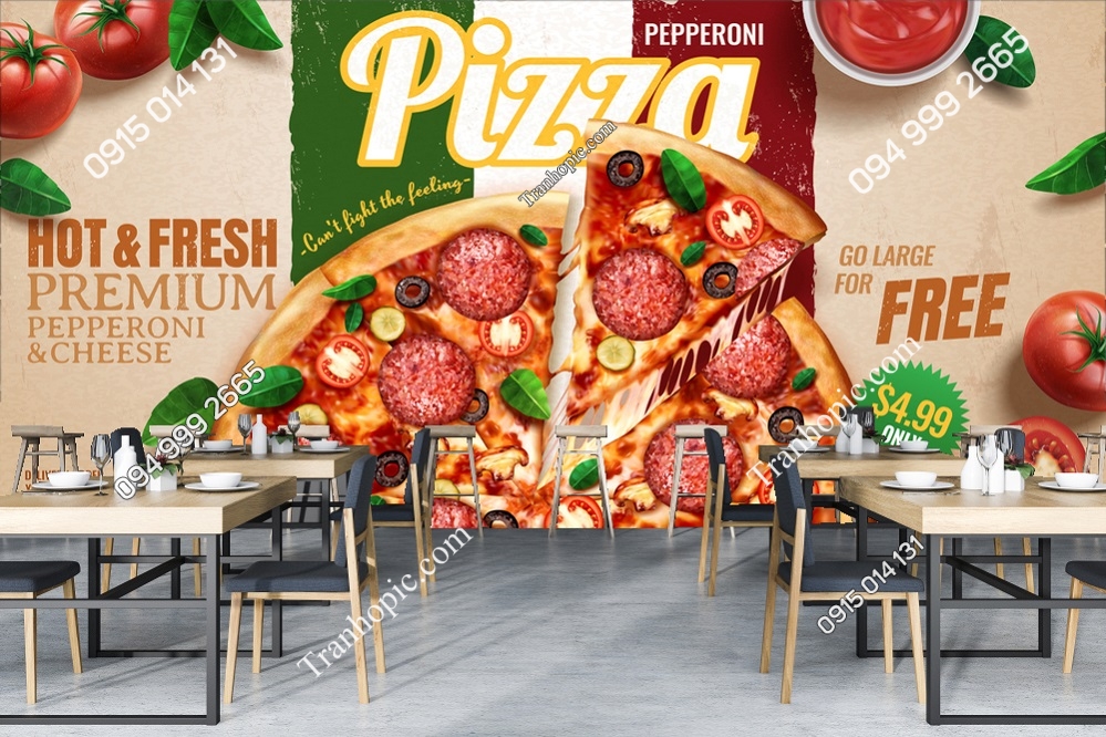 Tranh dán quán ăn pizza kiểu Ý 1501937573