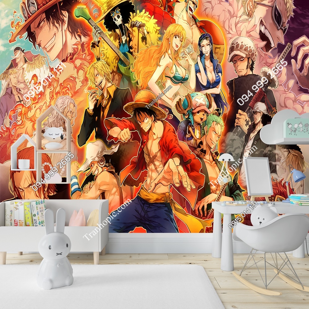 Tranh dán tường 3D One Piece là giải pháp hoàn hảo để biến căn phòng của bạn thành một tòa lâu đài trong thế giới One Piece. Với hình ảnh đầy màu sắc, màu nước hoàn hảo, tranh này chắc chắn sẽ thu hút sự chú ý của bạn.