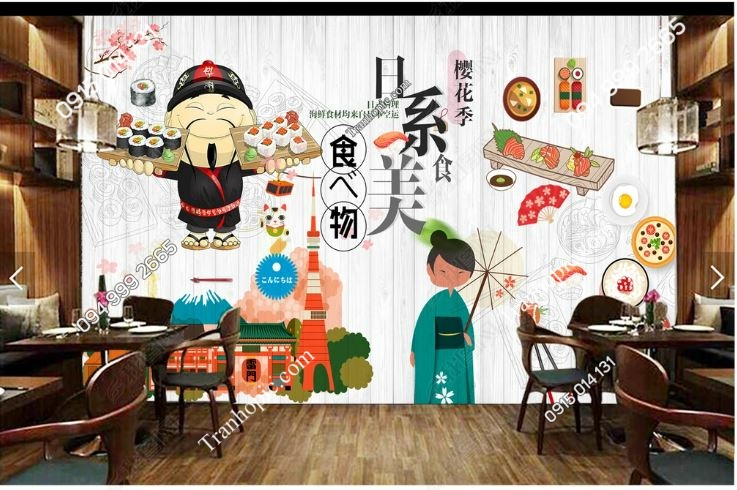 Tranh dán tường Nhật Bản độc đáo dán nhà hàng_16398255