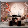 Tranh dán tường chim và hoa dưới ánh trăng style chinoiserie 1479207428