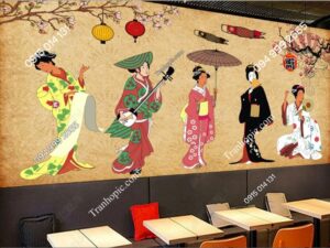 Tranh dán tường cô gái Nhật Bản dán nhà hàng_16962264