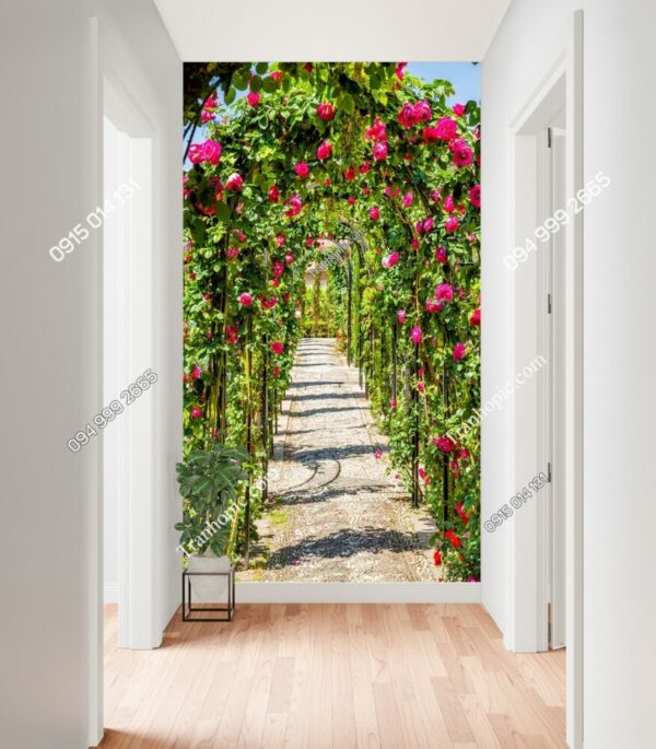 Tranh dán tường hoa hồng khổ dọc cung điện Alhambra, Granada, Tây Ban Nha 646941772