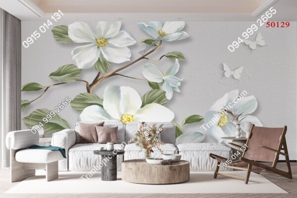 Tranh dán tường hoa lan trắng 5D50129