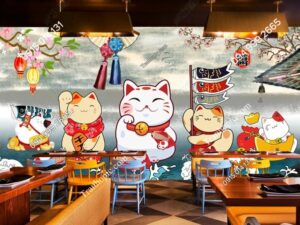 Tranh dán tường mèo thần tài phong cách Japan 18734677