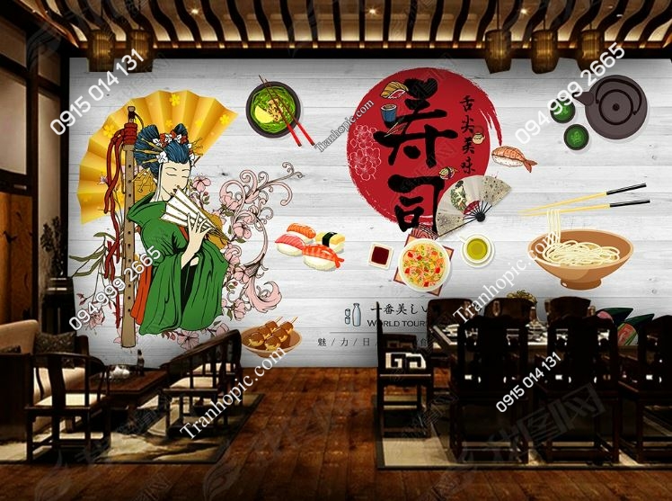 Tranh dán tường nhà hàng món ăn Nhật Bản_18656389