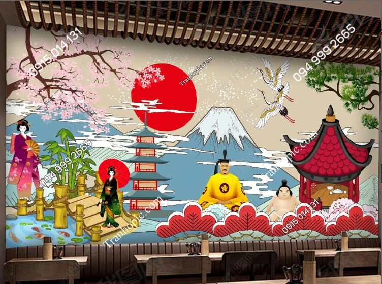 Tranh dán tường nhà hàng phong cách Nhật Bản_18656380