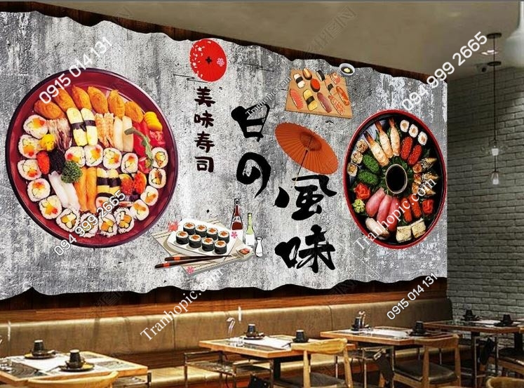 Tranh dán tường nhà hàng quán ăn Nhật Bản 18691974