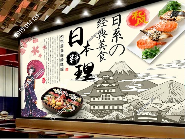 Tranh dán tường nhà hàng quán ăn Nhật Bản_18700215