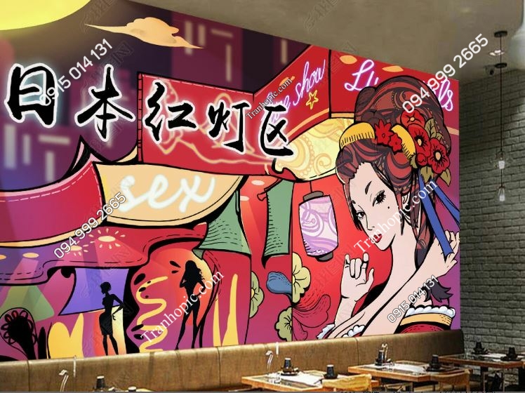 Tranh dán tường phong cách Nhật Bản dán nhà hàng_17388699