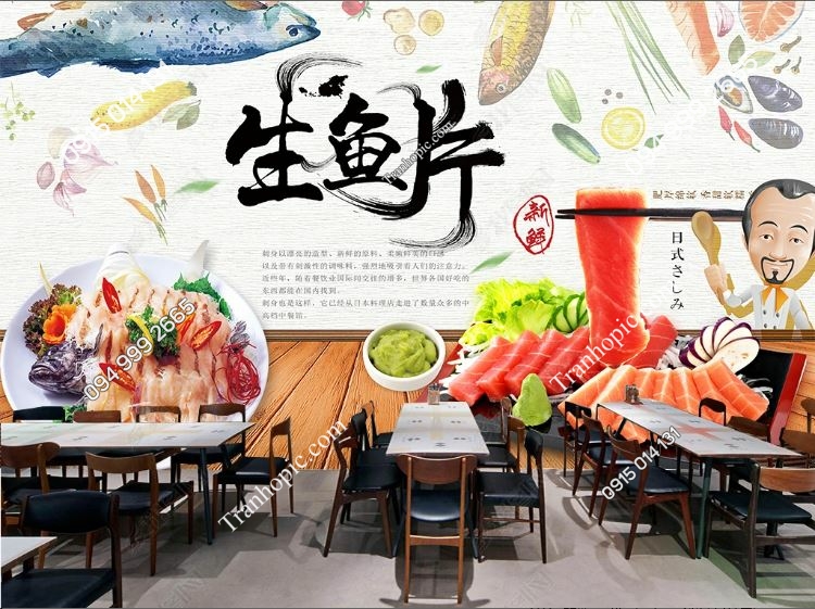 Tranh dán tường quán ăn nhà hàng Nhật Bản_17223251