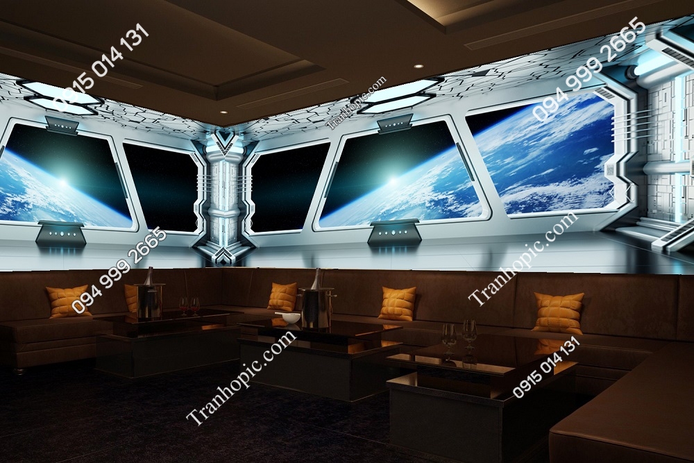 Tranh dán tường quán karaoke kiểu khoang tàu vũ trụ 595578989