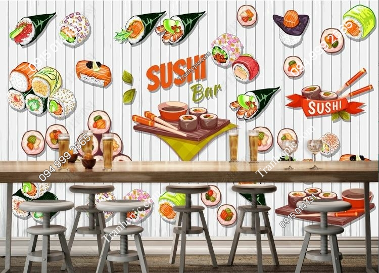 Tranh dán tường sushi quán ăn Nhật Bản_16216325