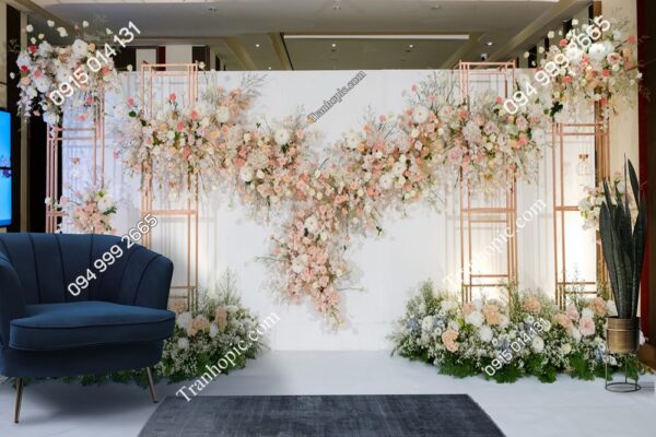 Tranh tường phông nền với hoa trang trí chụp ảnh đám cưới, sự kiện 1163370910