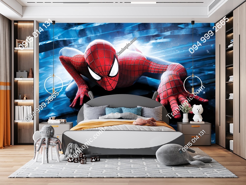 Tranh dán tường 3D người nhện Spider Man dán phòng bé 1028700