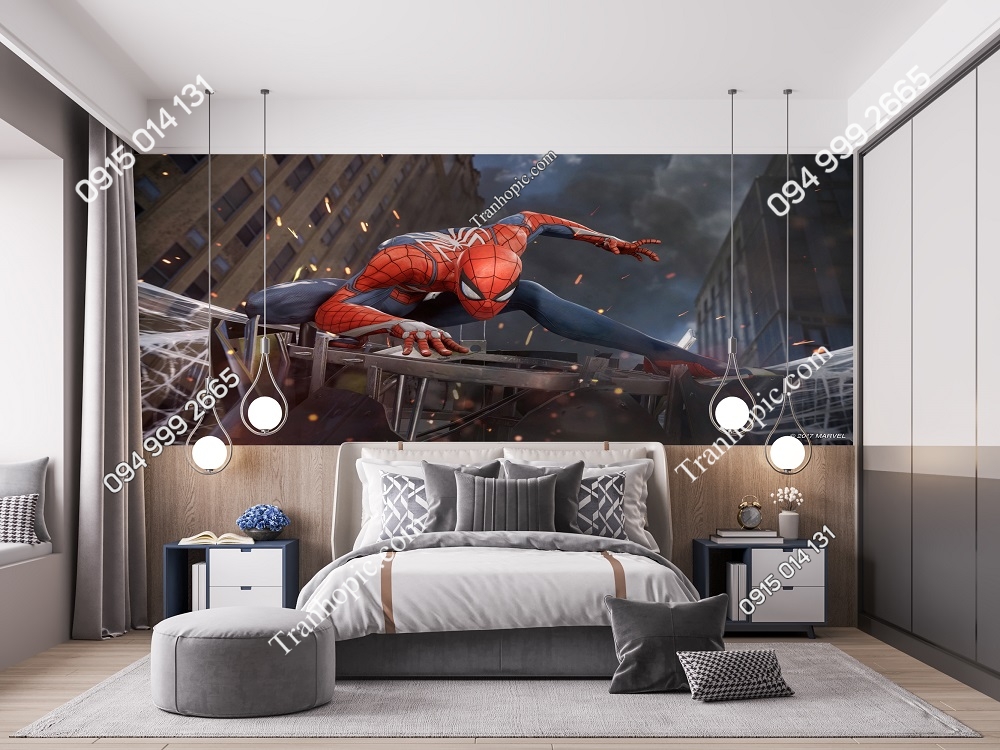 Tranh dán tường 3D người nhện Spider Man dán phòng bé 844967