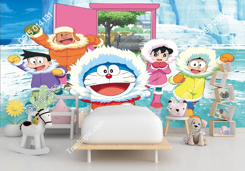 Tranh dán tường Doraemon dán phòng bé