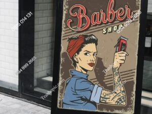 Tranh dán tường cô gái Babber Shop 2361868411