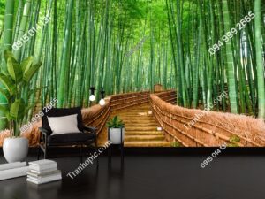 Tranh dán tường lồi vào rừng tre Kyoto Nhật Bản 443886214
