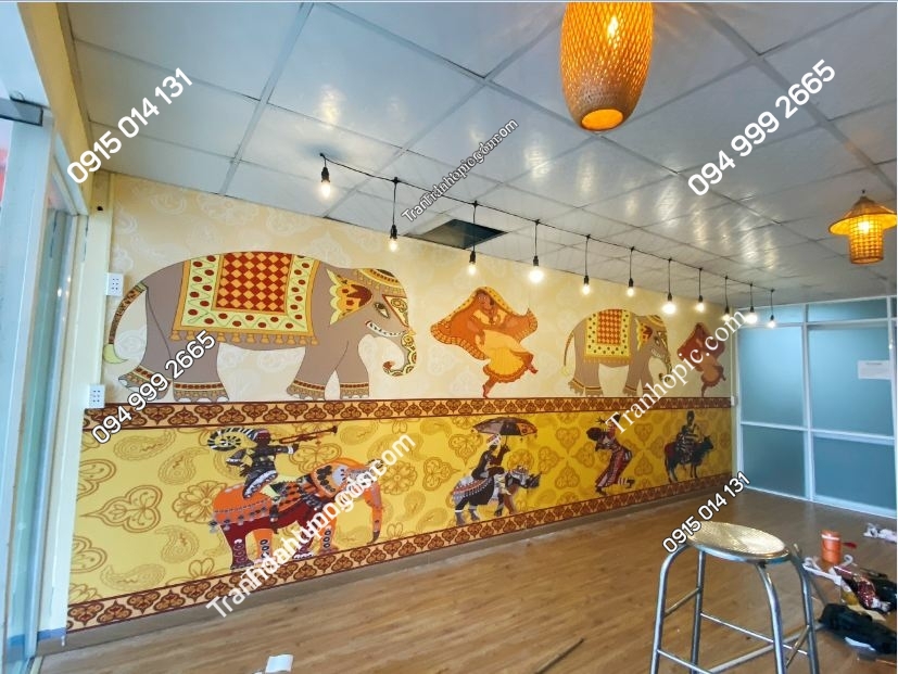 Tranh dán tường quán ăn Thái Lan 3D
