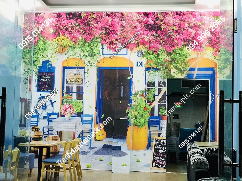 Tranh dán tường quán cafe 3D cát bà Hải Phòng
