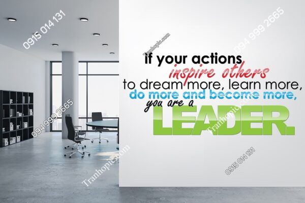 Tranh dán tường áp phích kiểu chữ If your actions inspire others to dream more, learn more, do more and become more, you are a leader 262699222