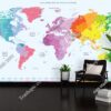 Tranh dán tường bản đồ toàn thế giới và múi giờ địa phương 420565618