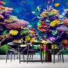 Tranh dán tường rạn san hô và cá màu sắc sặc sỡ 343413141