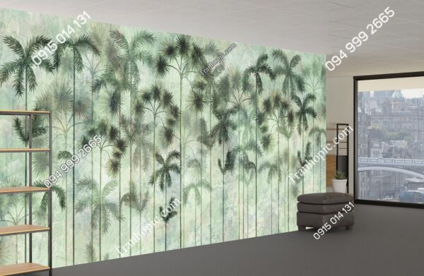 Tranh dán tường cây cao nhiệt đới kiểu vẽ 3008242519