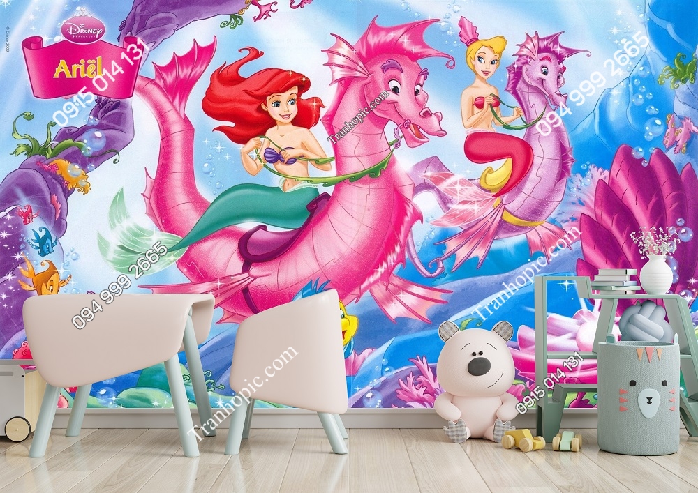 Tranh Nàng tiên cá Little Mermaid dán tường phòng bé 474003