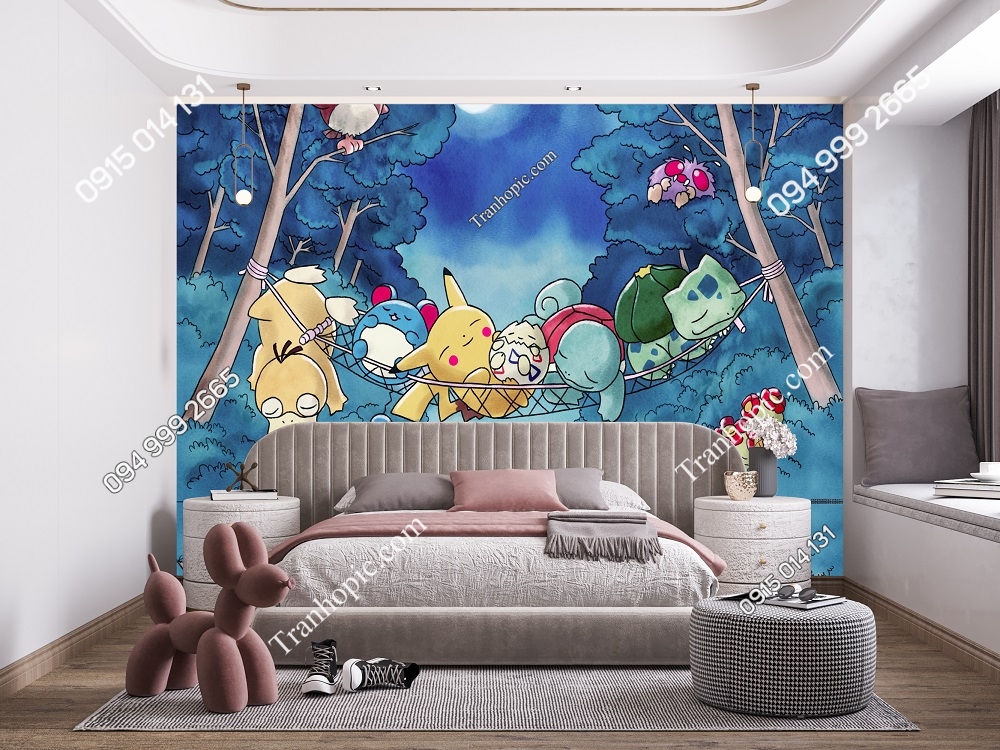 Tranh các bé pokemon đang ngủ say dán tường phòng bé 748872
