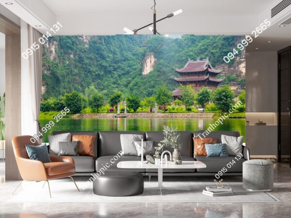 Tranh dán tường 3D phòng khách phong cảnh Tràng An Ninh Bình 1547085468