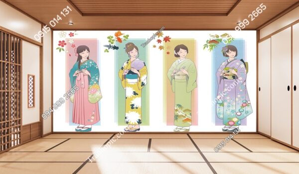 Tranh dán tường Bộ kimono của Nhật Bản. Hakama, Yukata, Irotomesode, Furisode 2519269890