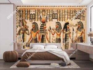 Tranh dán tường Pharaoh Tutankhamen và các vị thần Osiris, Hathor và Isis 32794340