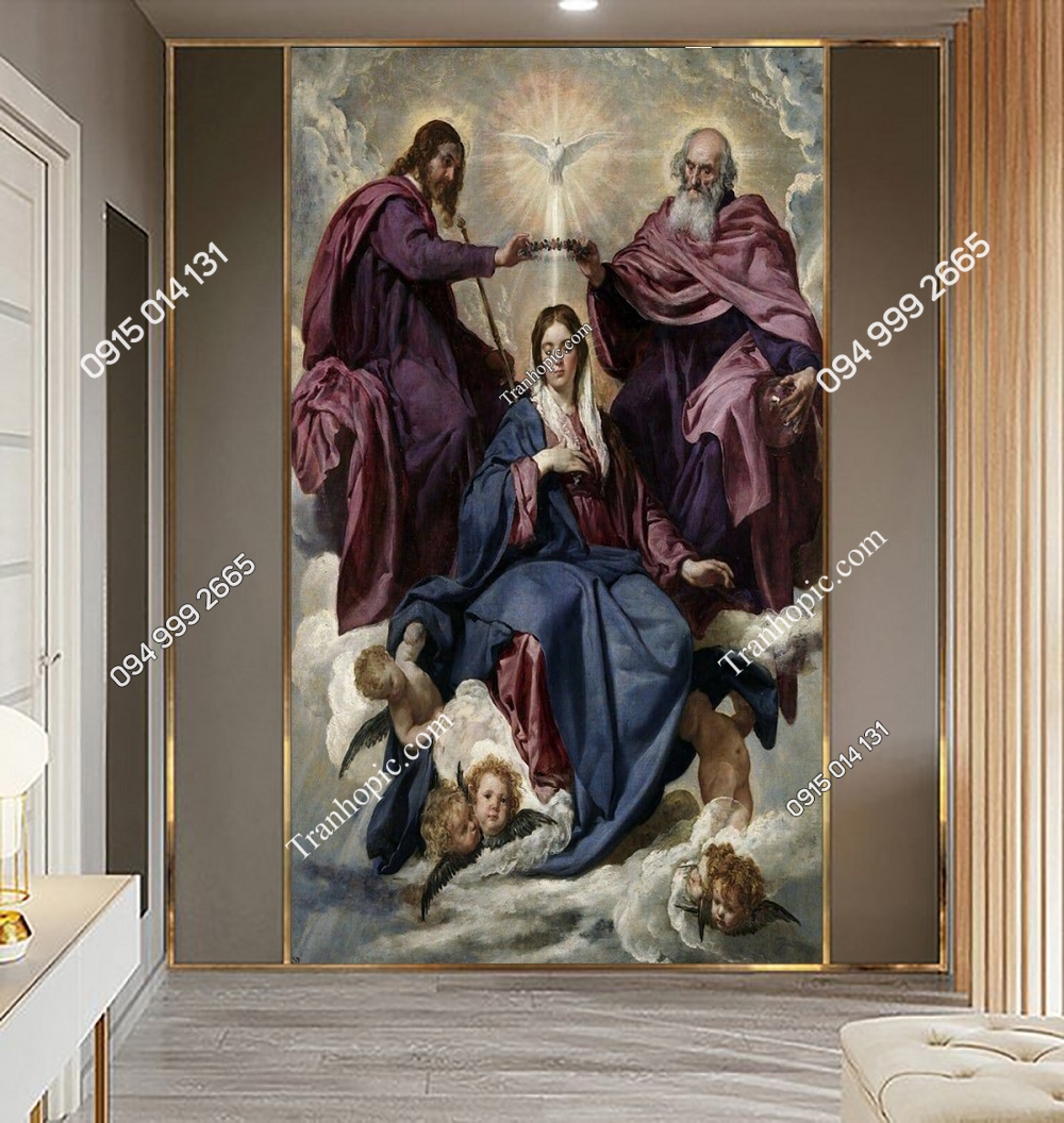 Tranh dán tường “Trao triều thiên cho Đức Trinh nữ Maria” của Velázquez 2G2GG0J
