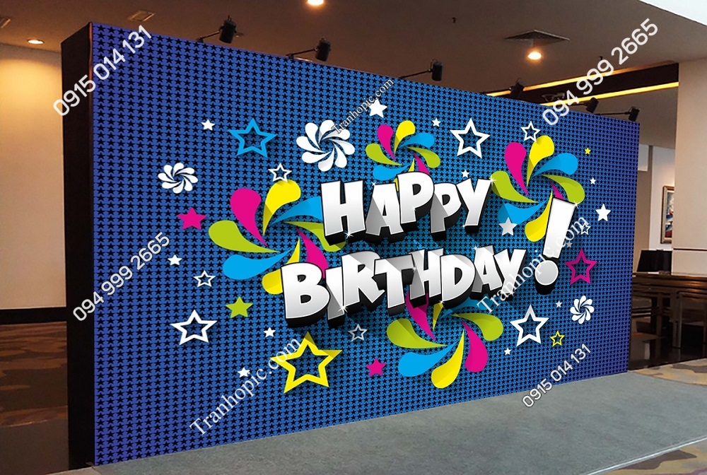 Tranh dán tường 3D tranh trang trí sinh nhật  Decal  giấy dán tường