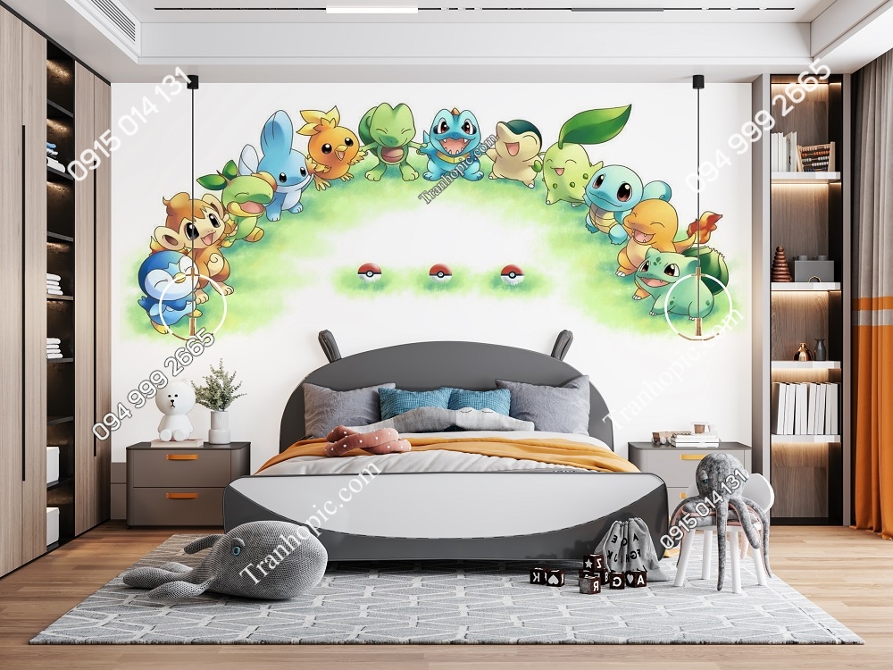 Tranh pokemon đáng yêu dán đầu giường cho bé 686170
