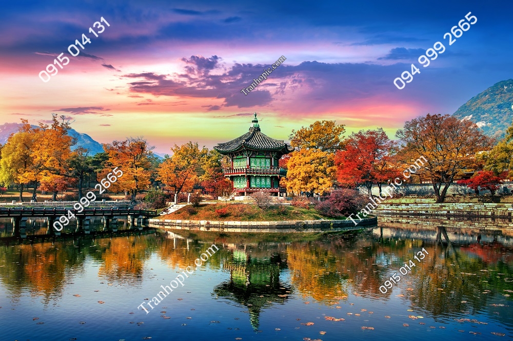 Tranh Cung điện Gyeongbokgung vào mùa thu đẹp FP21520841